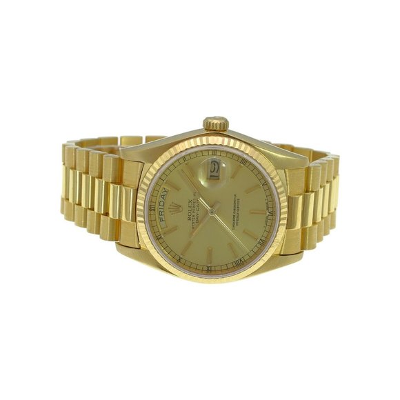 Rolex Mens Day-Date President Watch 18KY Solid Gold Champagne Dial 18038 MINT - Picture 11 of 12